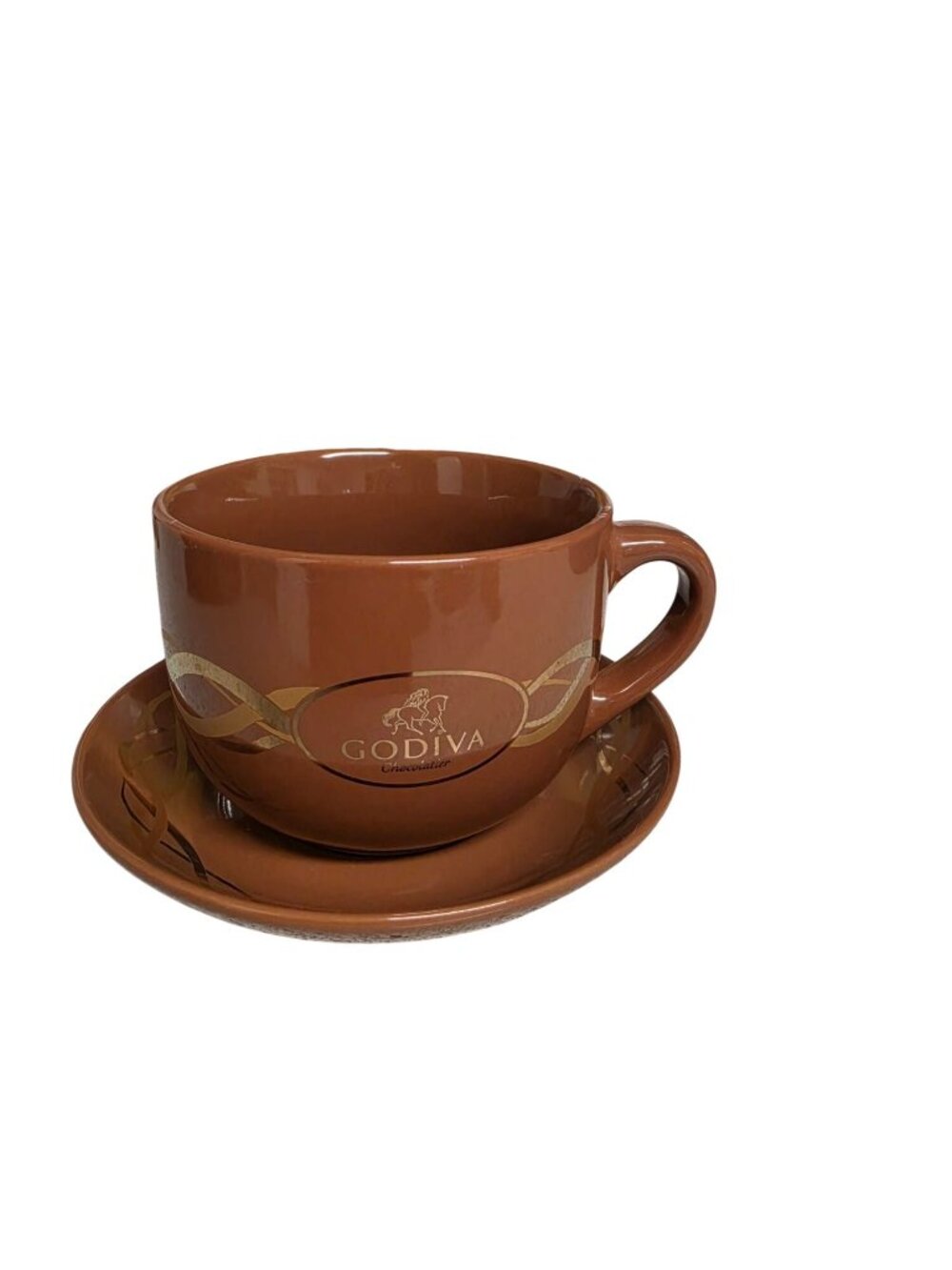 Godiva Jumbo Mug & Saucer Set | 2008 Vintage California Pantry Brown EUC